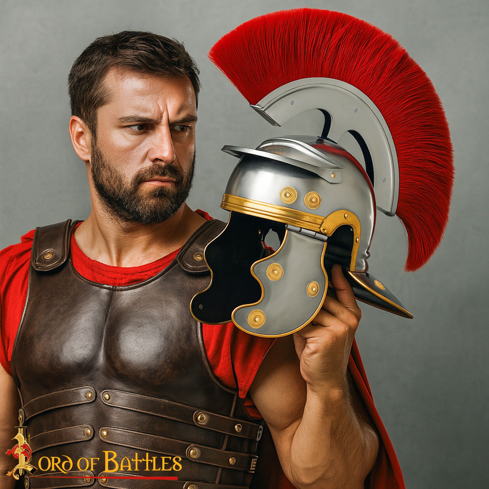 Casque de Centurion Romain avec crête rouge