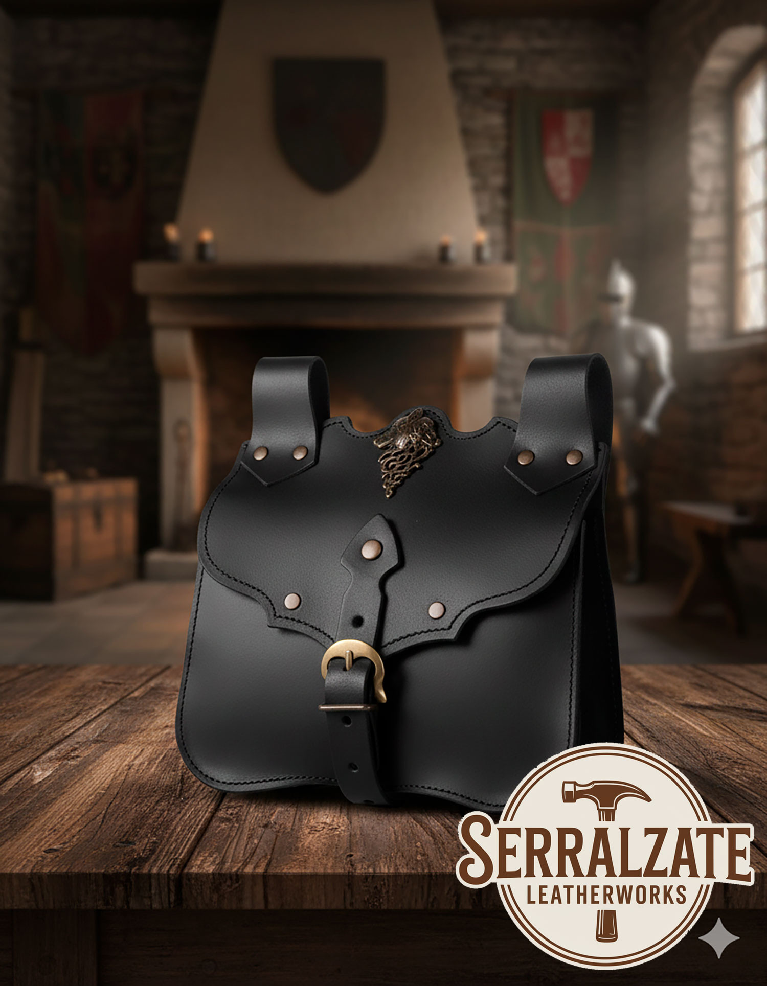 Sac médiéval pour ceinture Ferocia - Noir