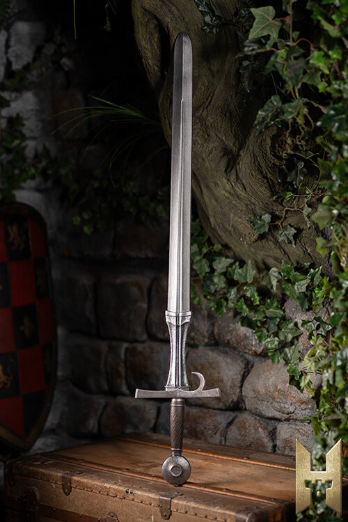Épée médiévale pour LARP modèle Milanese, finition argentée (109 cm).