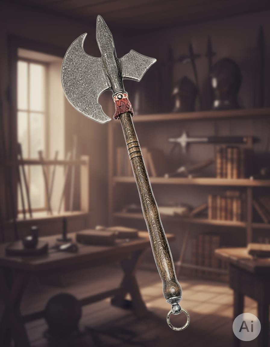 Hache médiévale décorative, moyenne (50x17 cm).