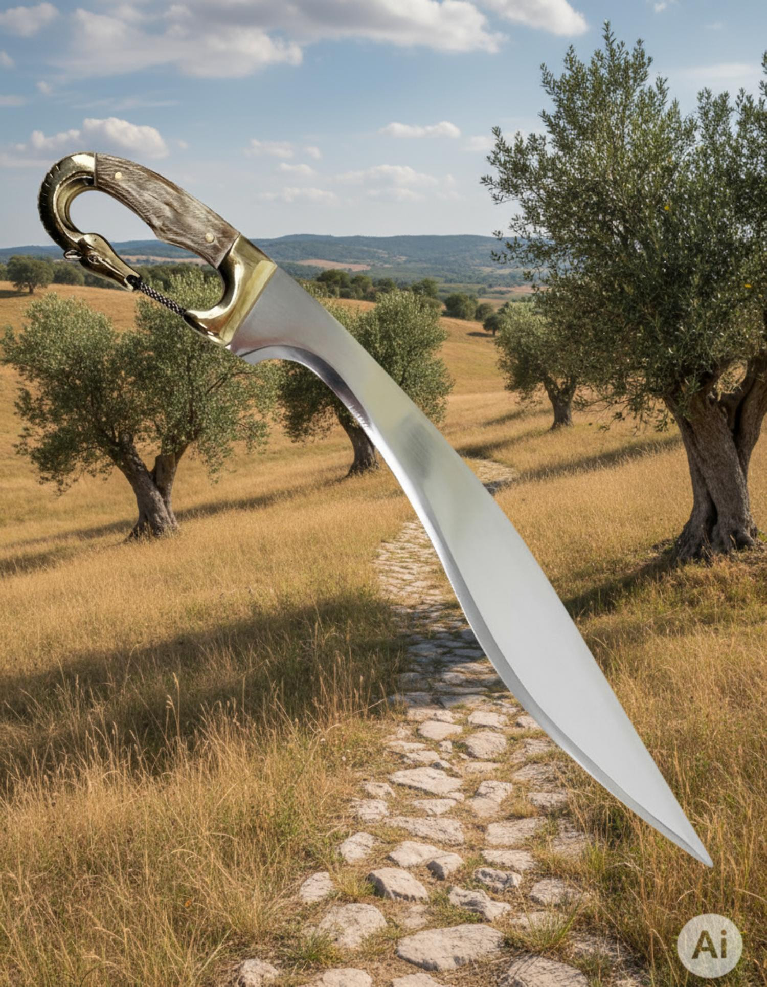 Falcata ibérique décorative faite à la main, lame 60 cm.