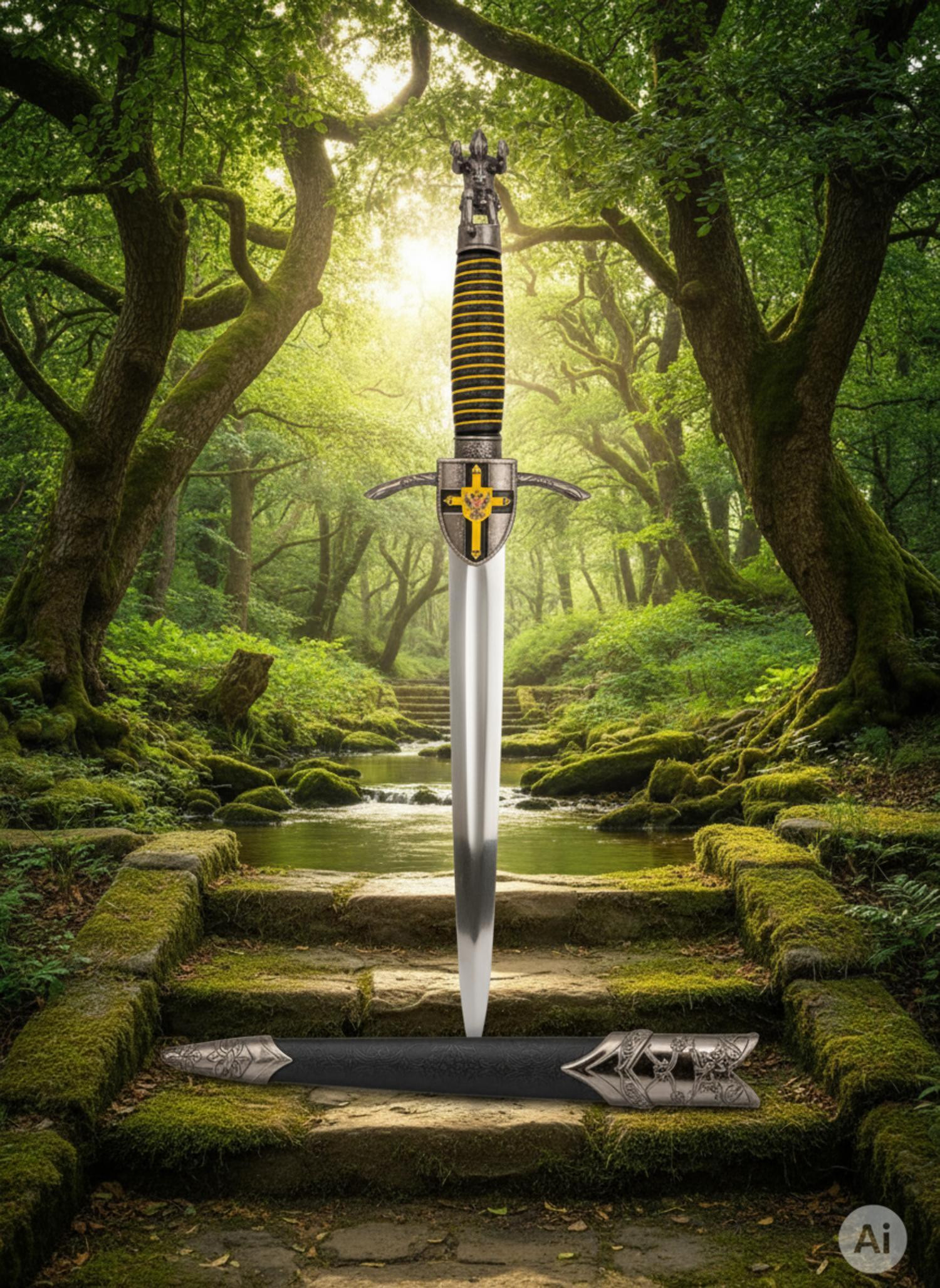 Dague Templier pomme Guerrier avec armure
