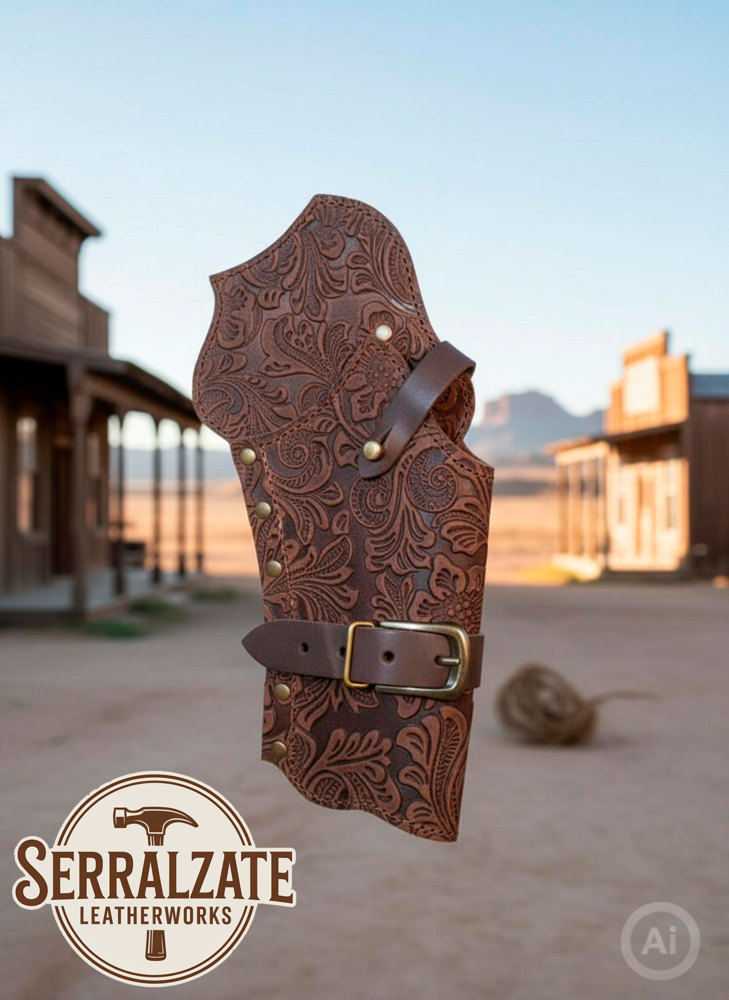 Étui de cartouchière Deluxe pour revolvers de l'Ouest, marron