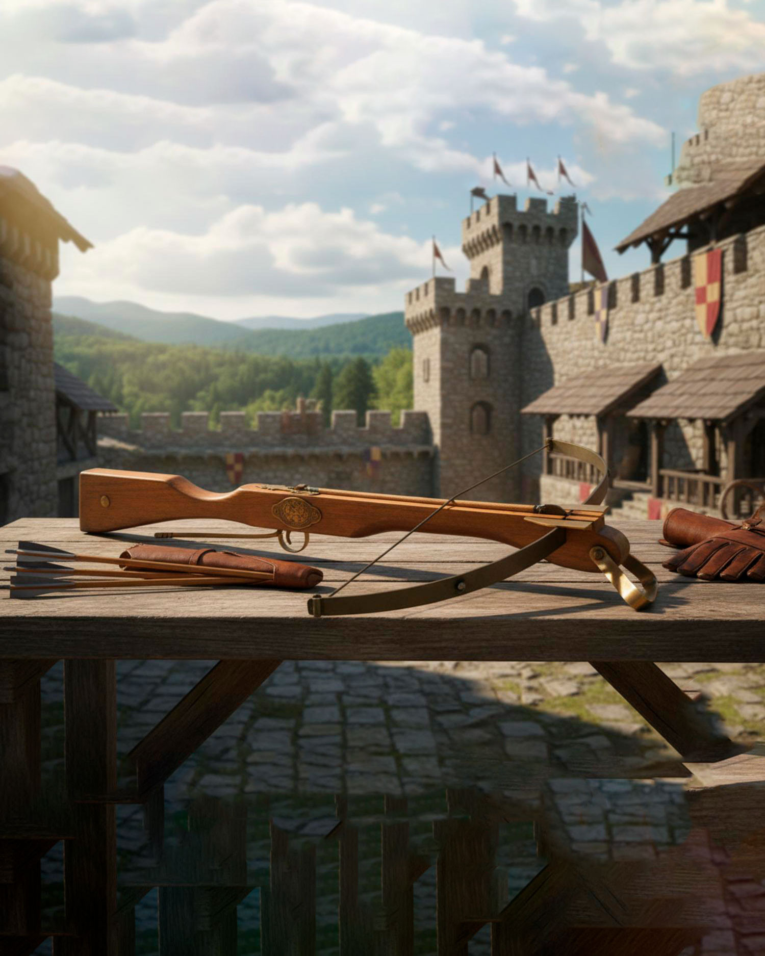 Arbalète médiévale, 82 cm.