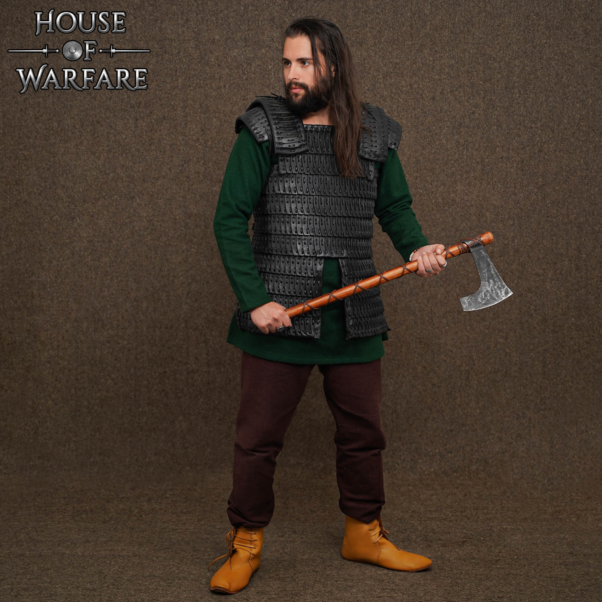 Armure viking lamellaire en cuir noir (3 mm)