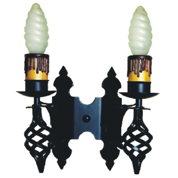 Applique bougies en fer forgé, 2 lumières