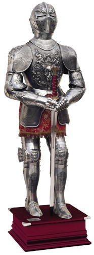Armure naturelle en argent avec gravures