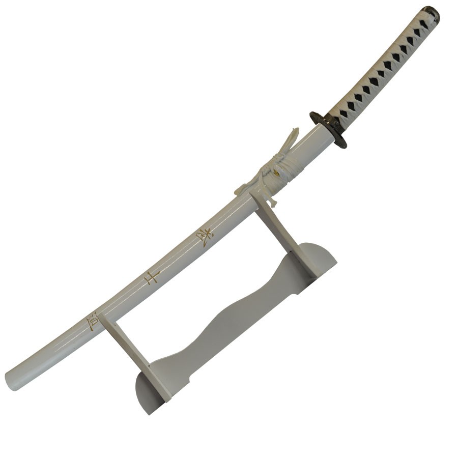 Wakizashi blanc avec support 77 cm.
