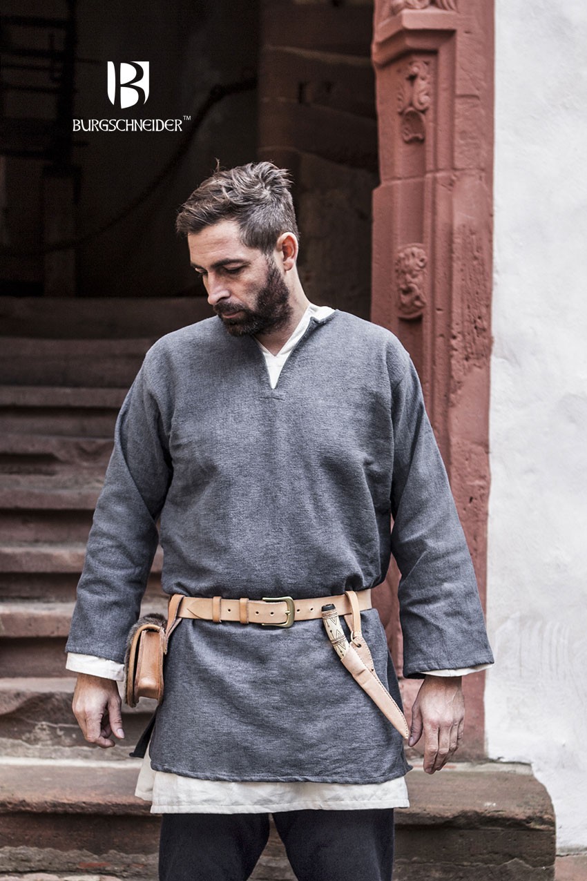 Tunique médiévale Erik gris manches longues