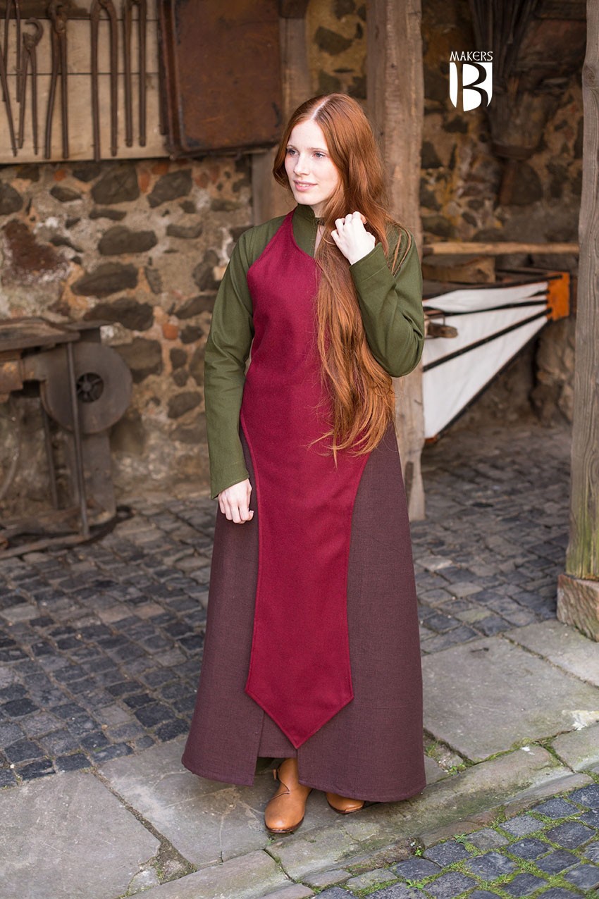 Tablier médiéval Asua, laine rouge