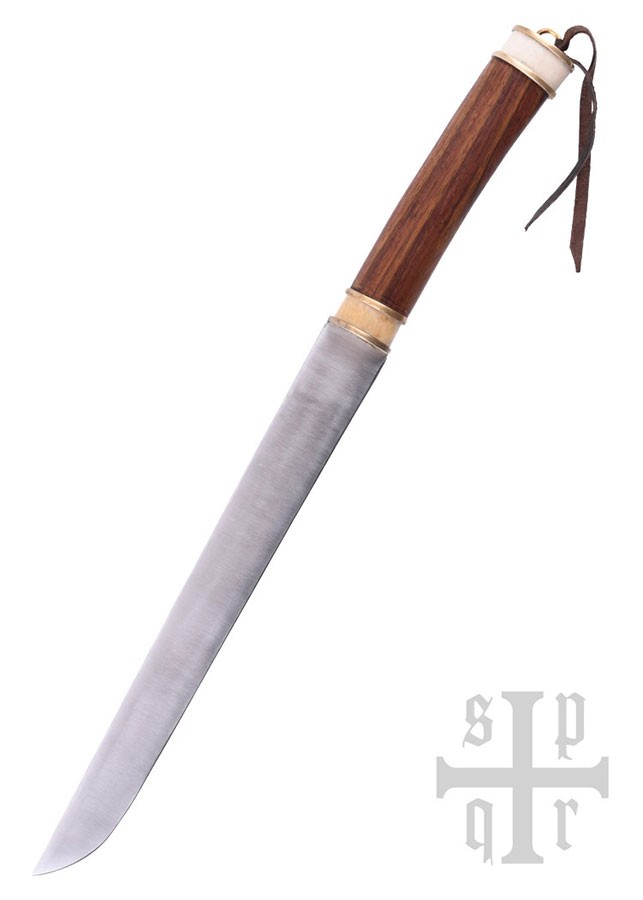 Couteau Viking Seax, manche noyer et os