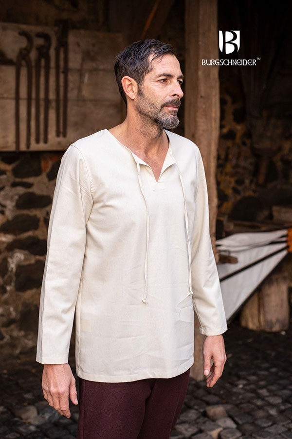 Chemise médiévale cravates Ulrich, crème