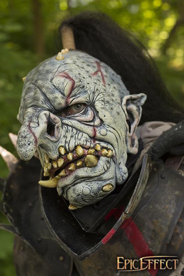 Masque Troll Gris avec cheveux, Latex