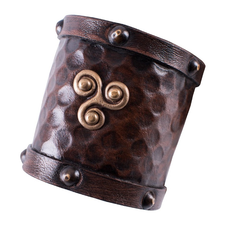 Bracelet en cuir Viking avec Trisquel