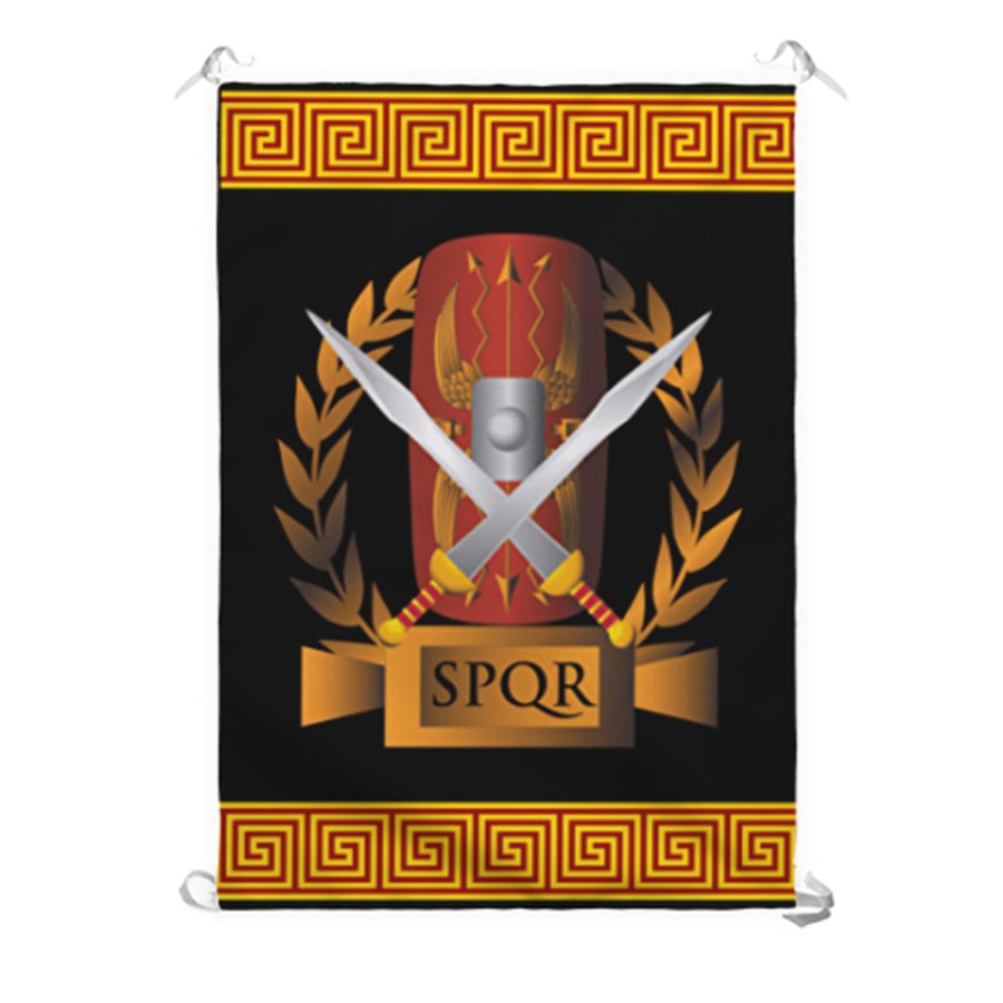 Bannière Légion Romaine SPQR, bouclier et gladius (70x100 cms.)