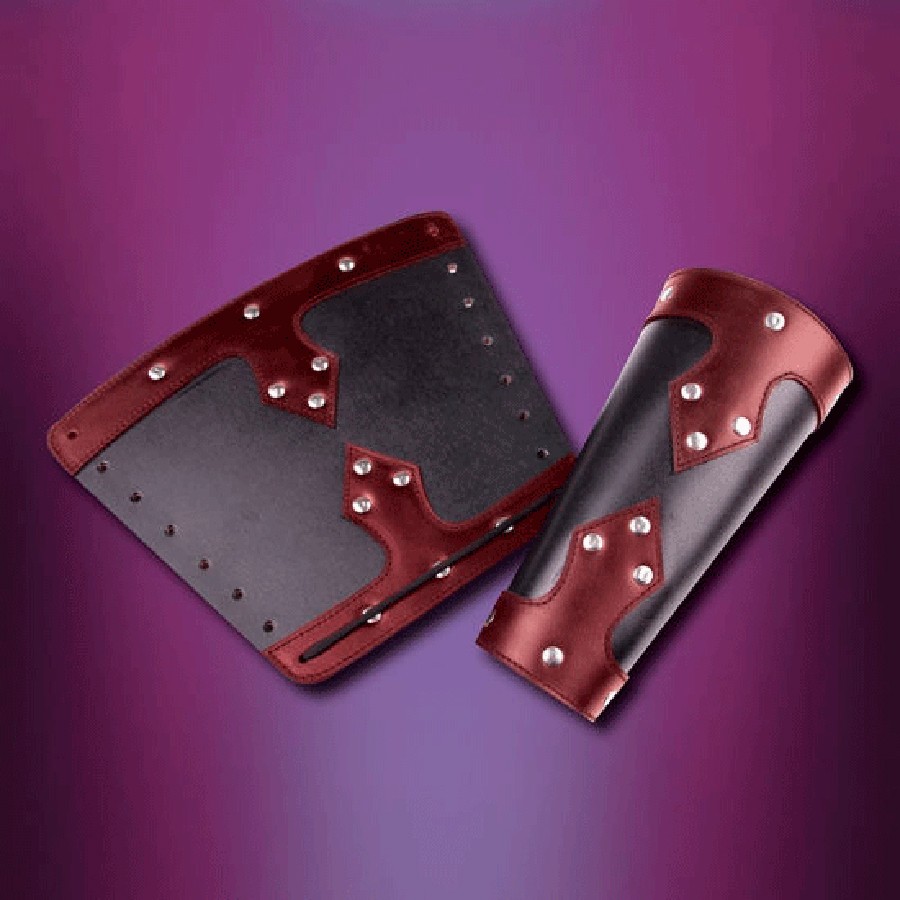 Brassards de guerrier médiéval, noir-rouge