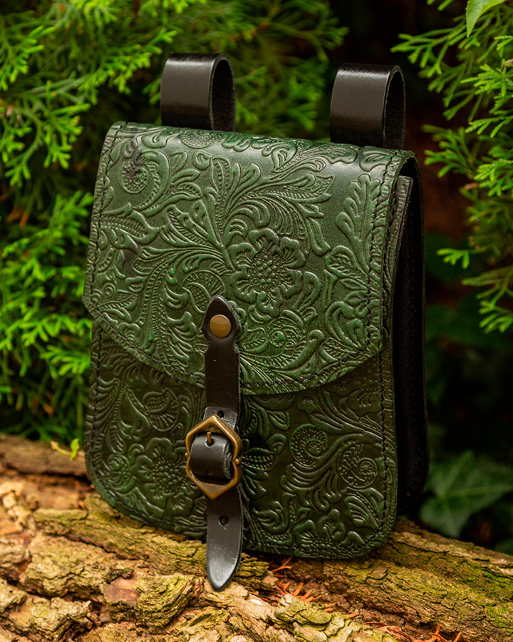 Sac médiéval Beatriz en cuir vert