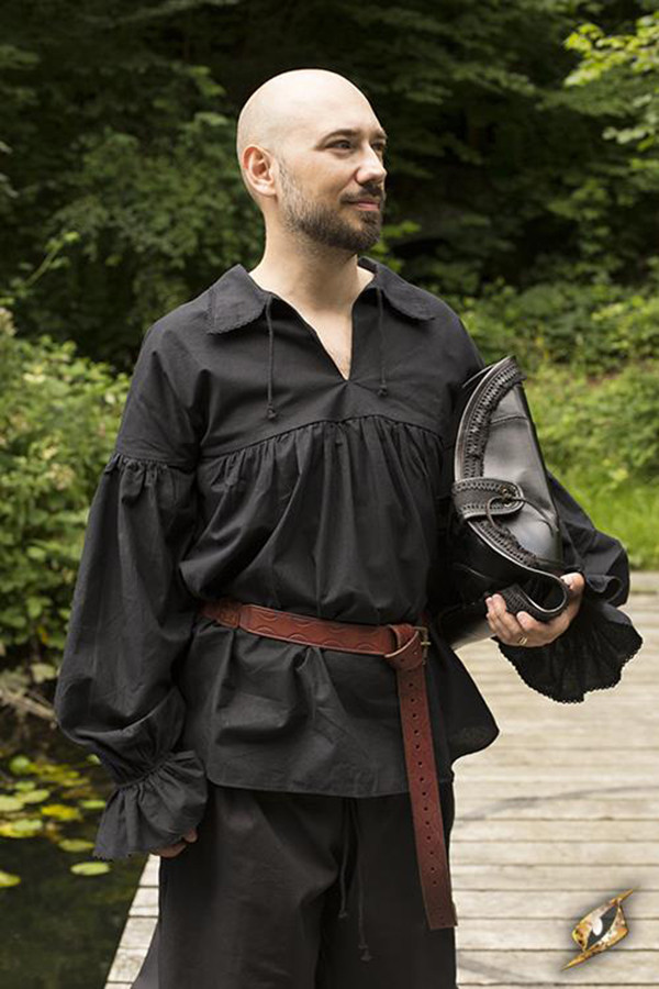 Chemise Renaissance en coton Aramis, coloris noir