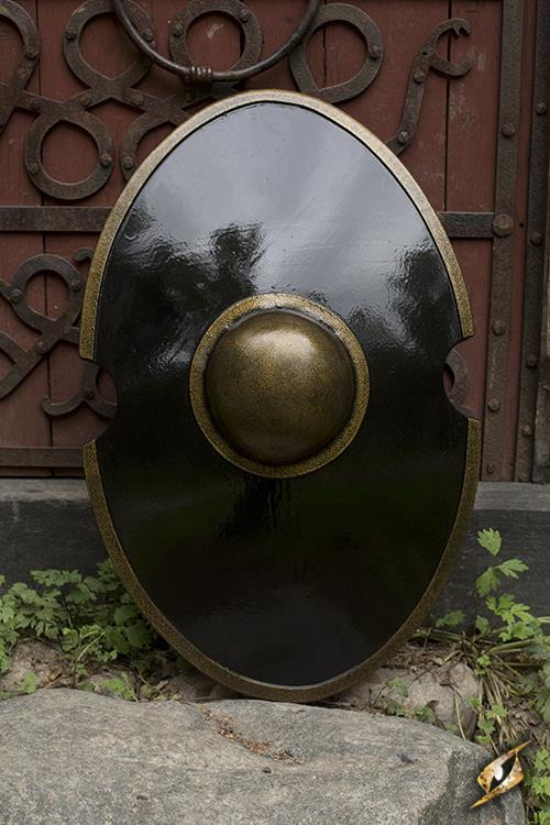 Bouclier elliptique romain noir, 70x45 cm.