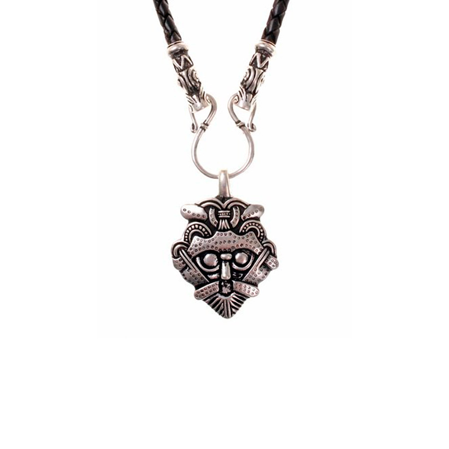 Collier amulette masque viking Gotland