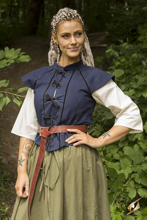Gilet médiéval femme Tristan en bleu