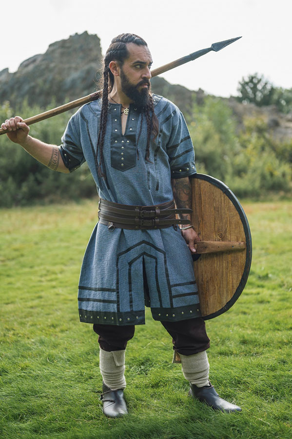 Tunique viking manches courtes Rollo, gris bleuté