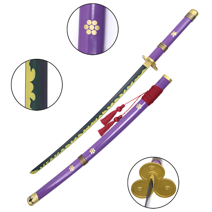 Katana lilas décoratif Enma de One Piece, saya en bois