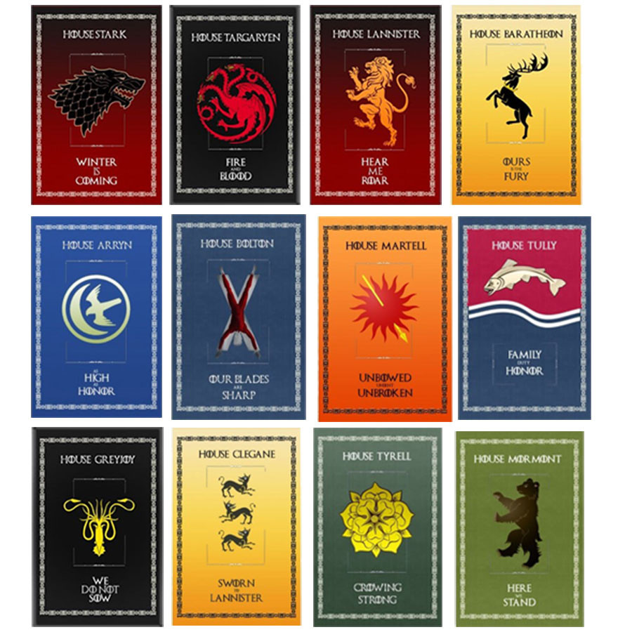 Ensemble complet de 12 bannières de maison de Game of Thrones