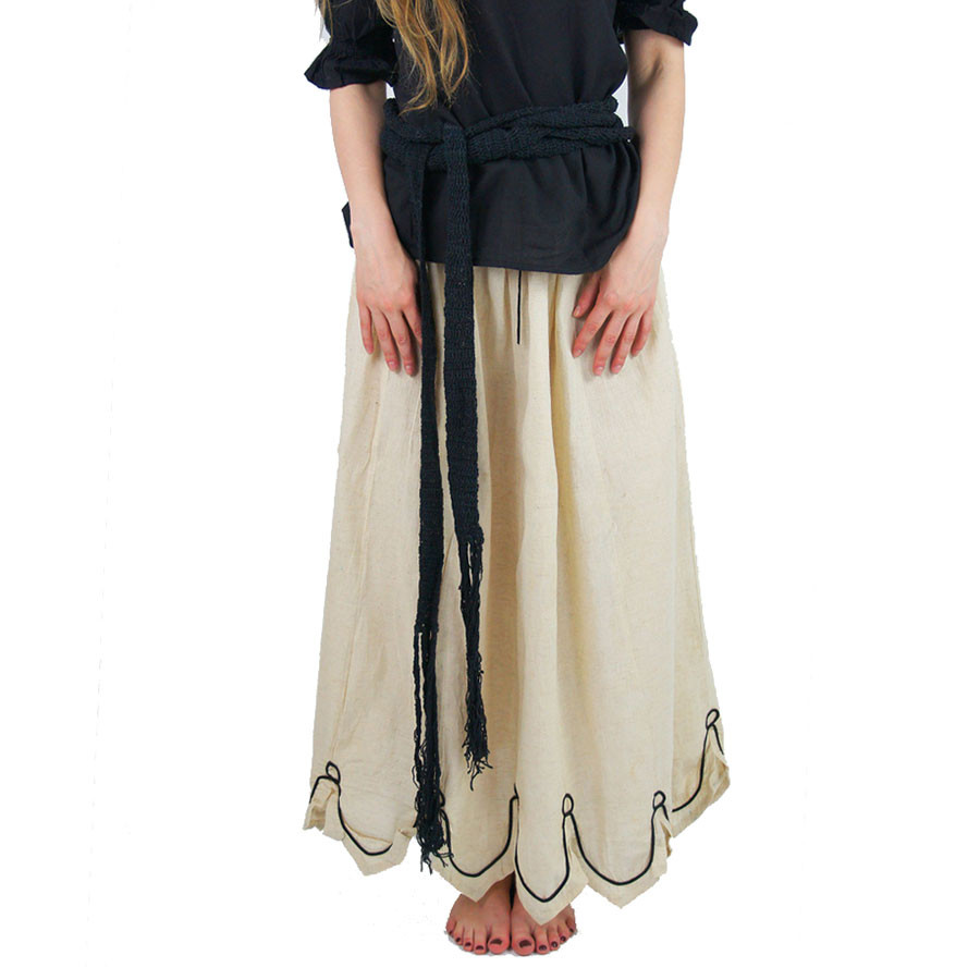 Longue ceinture médiévale en coton noir
