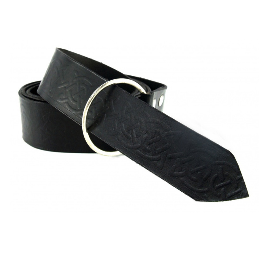 Ceinture en cuir avec imprimé celtique, couleur noire