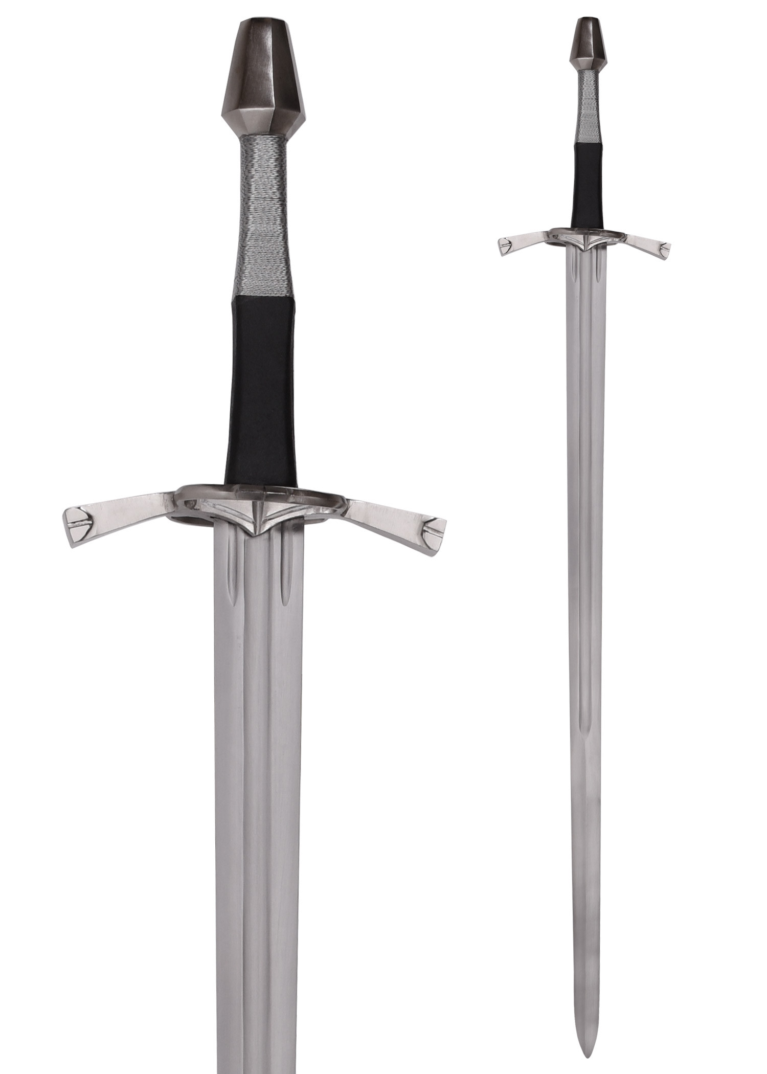 Épée longue Médiéval-Renaissance avec anneau et fourreau, S. XV