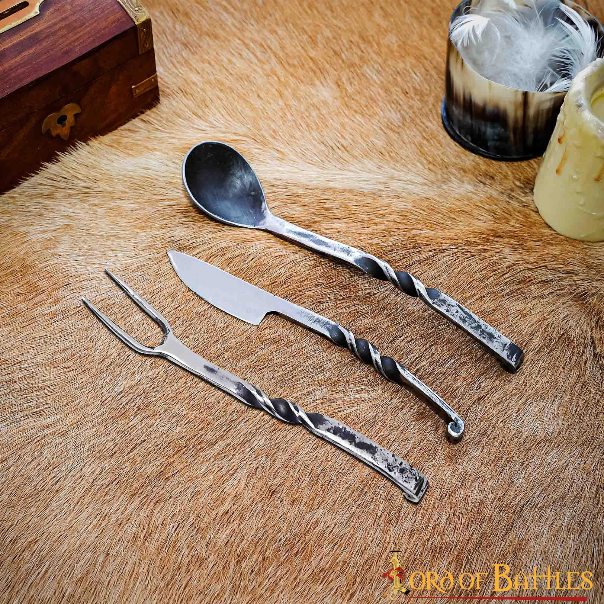 Set 3 couverts médiévaux forgés rustiques