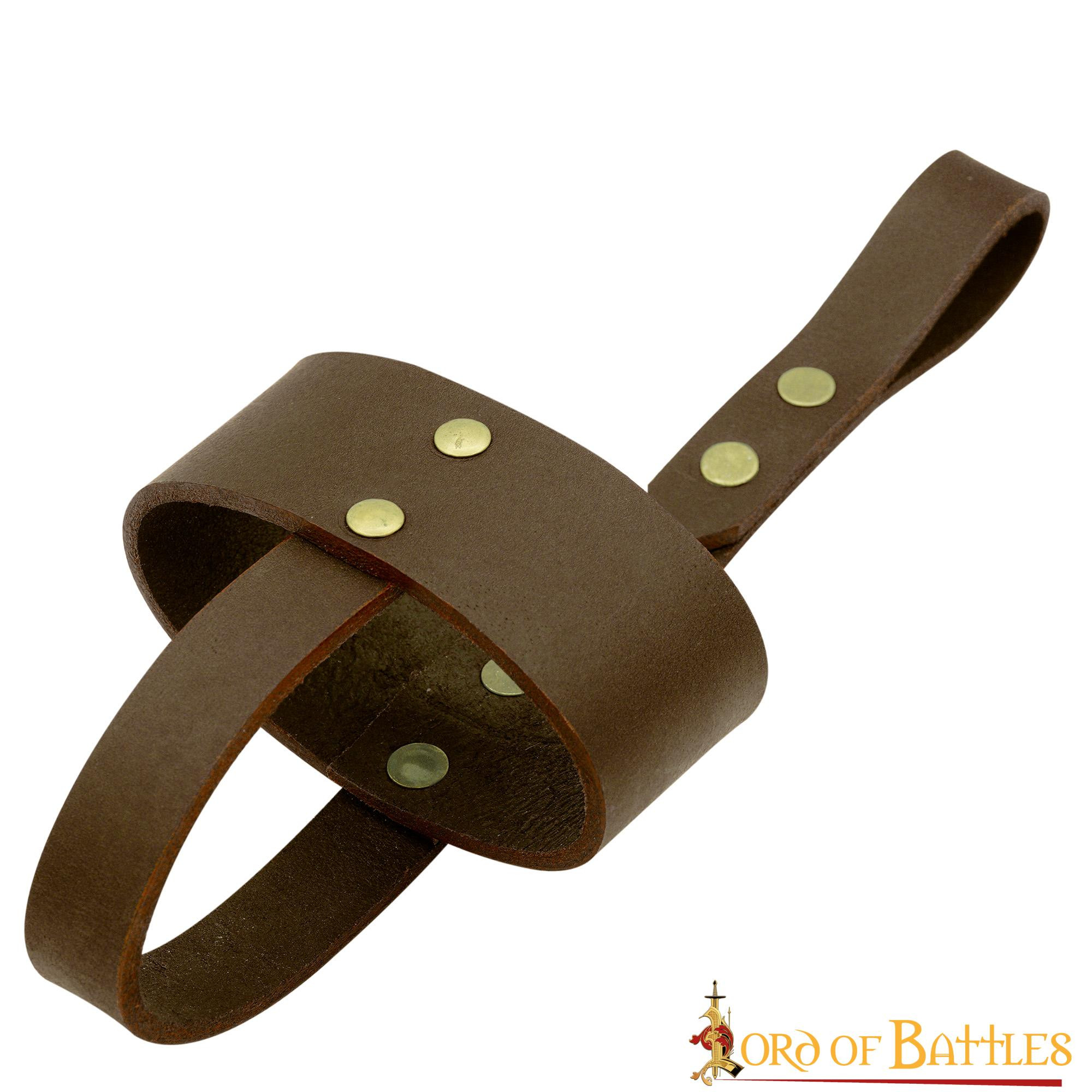 Etui en cuir marron pour verres et tasses en corne