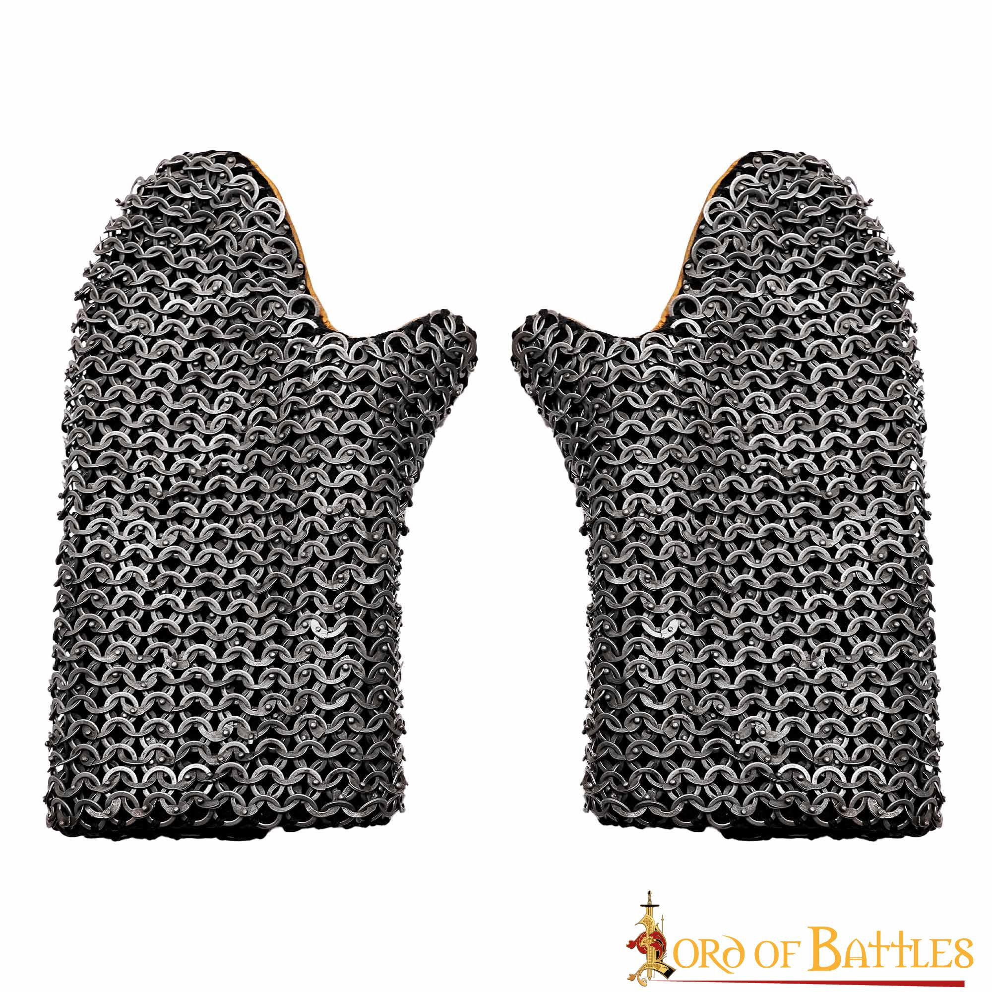 Gantelets en cotte de mailles rembourrés avec anneau plat rond