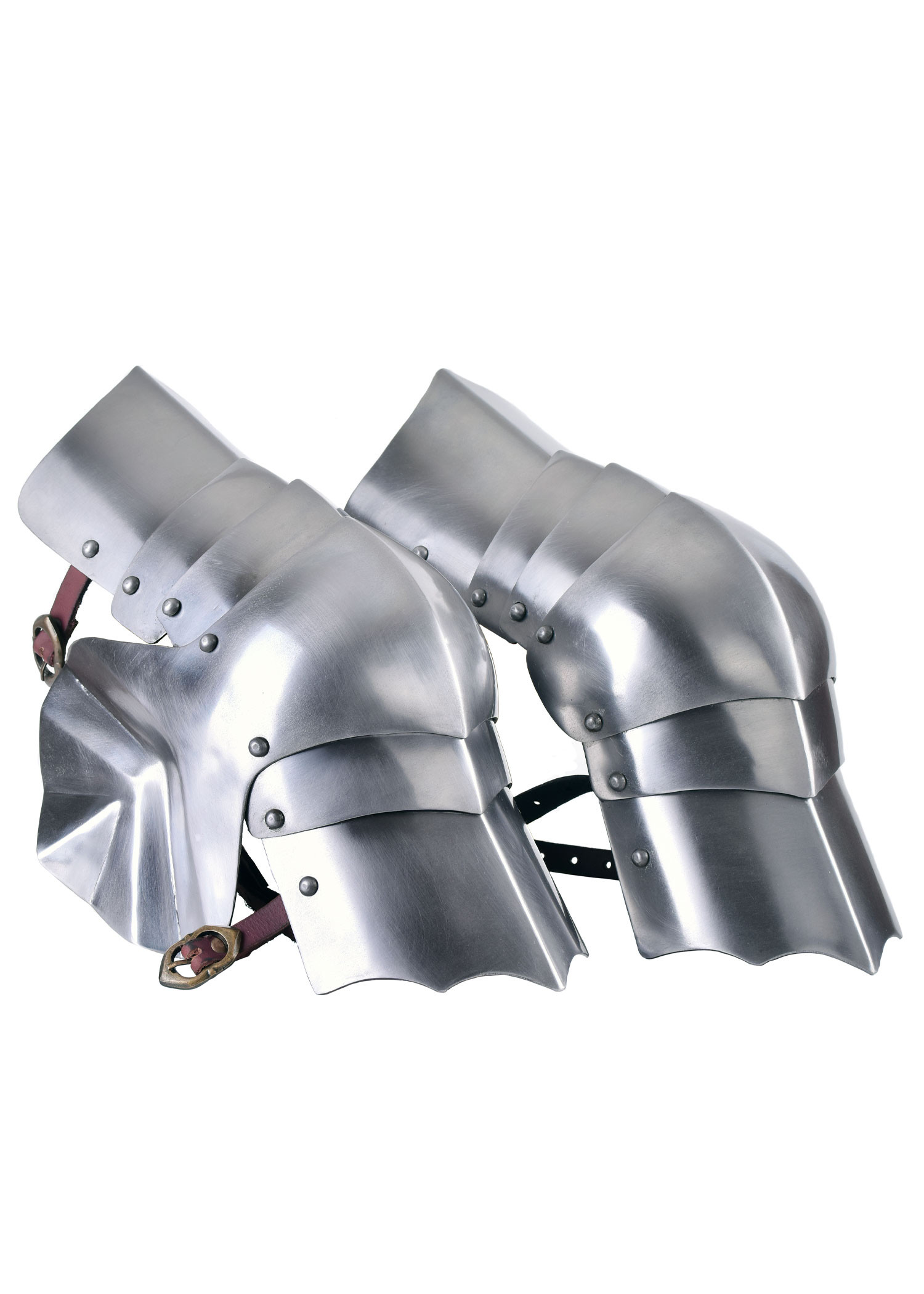 Paire de genouillères médiévales en acier (XVe siècle)