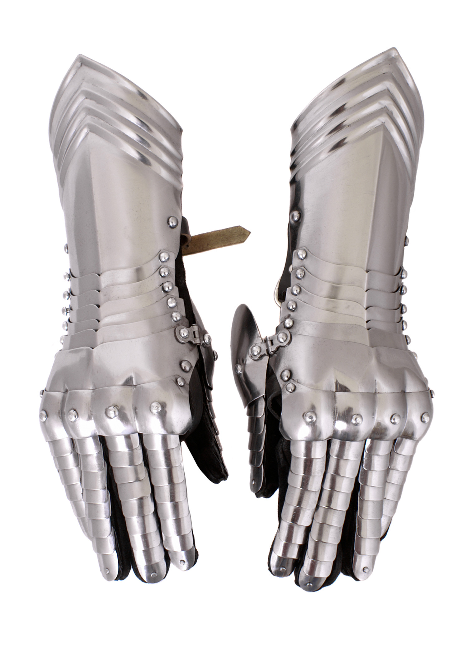 Gantelets médiévaux en acier, paire