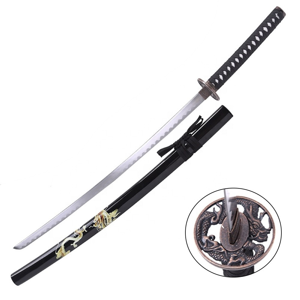 Katana ornemental de dragon avec fourreau noir (96,5 cm.)