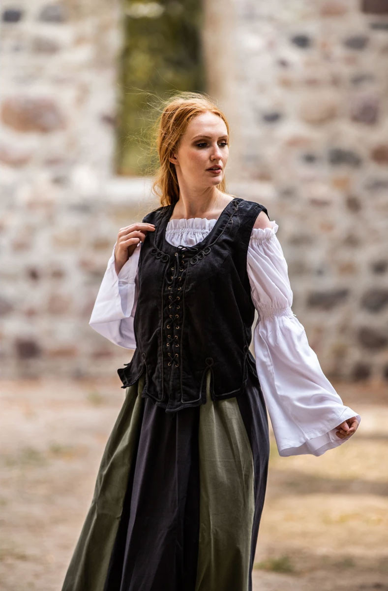 Corsage médiéval Odette, couleur noire