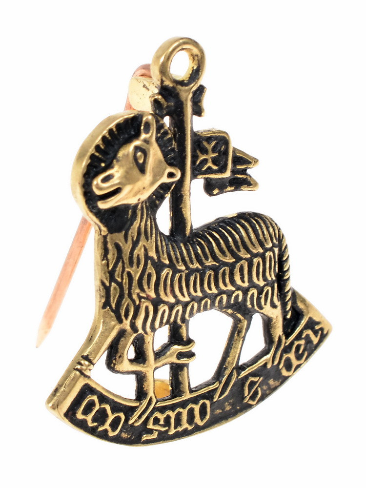 Broche bronze pèlerin Agnus Dei