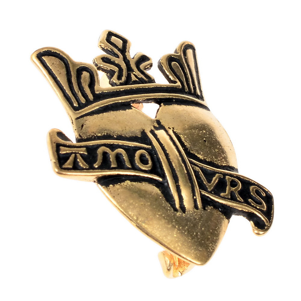 Cœur de pèlerin avec broche en bronze couronne