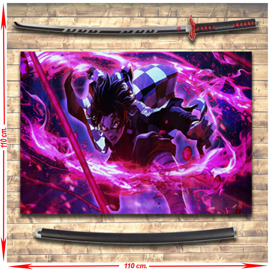 Pack Bannière + Katana de Demon Slayer Tanjiro Kamado