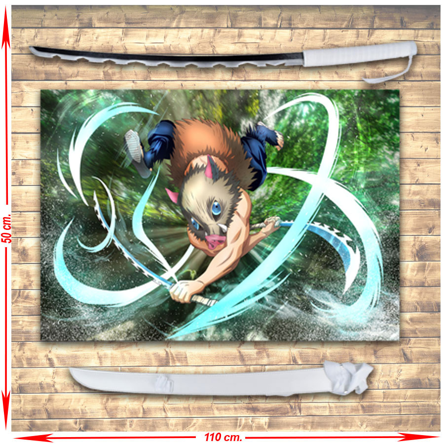 Pack Bannière + Katana de Demon Slayer Inosuke Hashibira