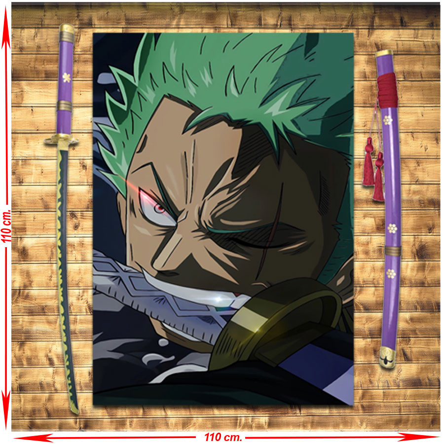 Lilas Katana Pack Zoro Roronoa Enma + Bannière, One Piece