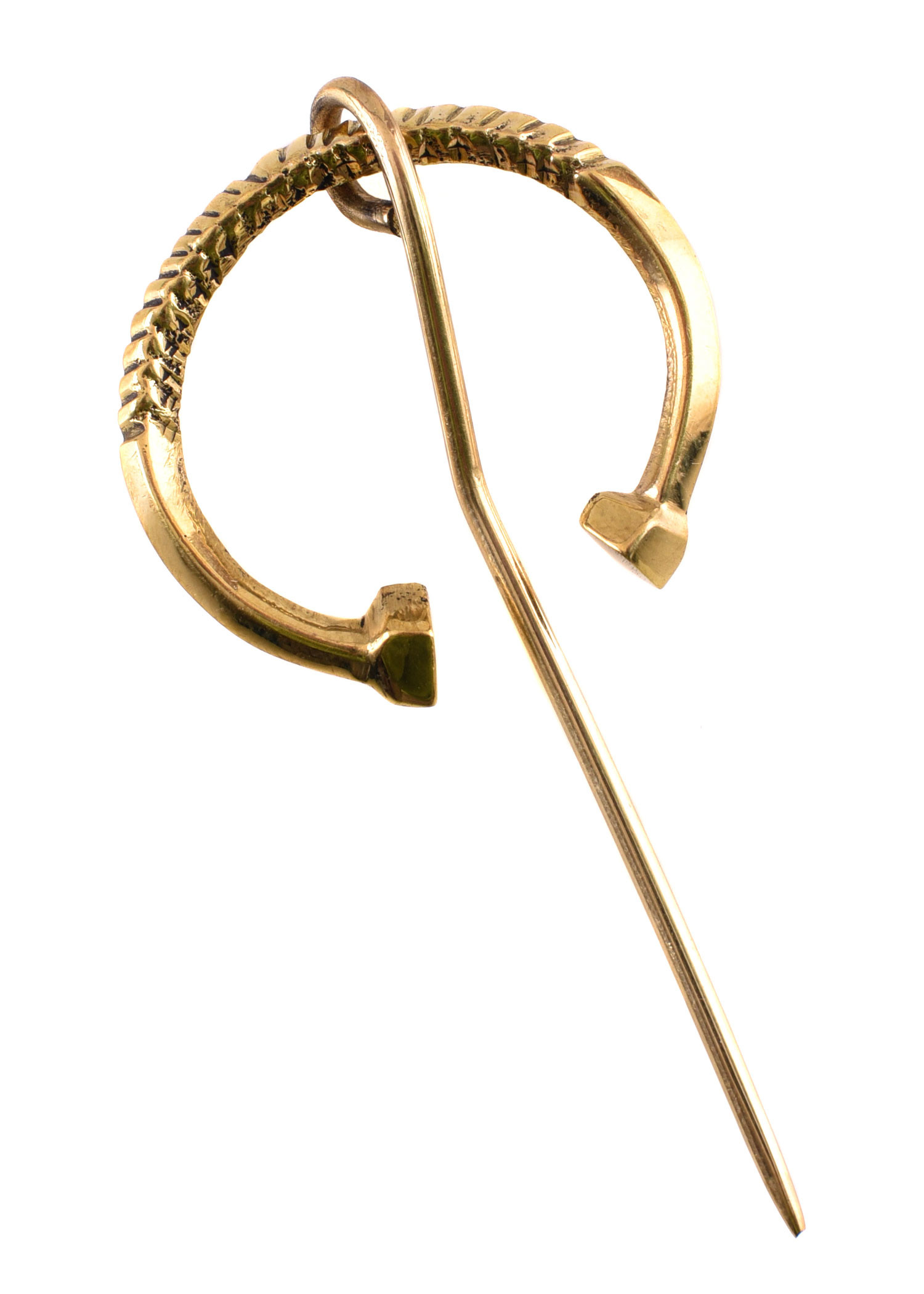 Petite broche anneau torsadé, laiton (4 cm.)