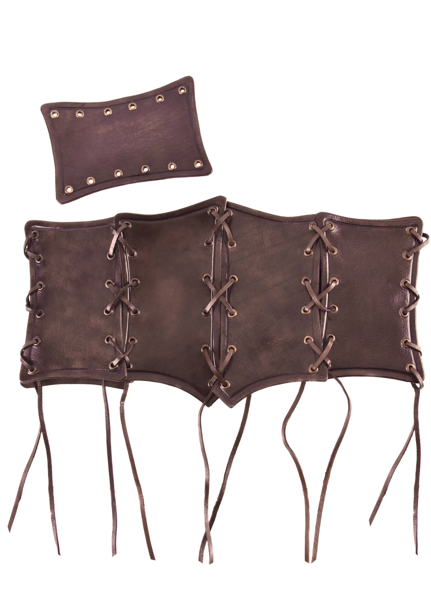 Corset médiéval en cuir avec lacets, marron