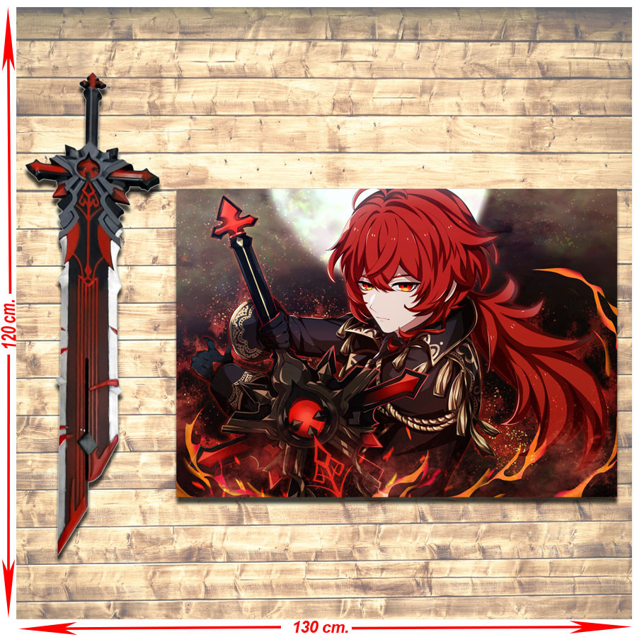 Diluc Genshin Impact Bannière + Épée Pack