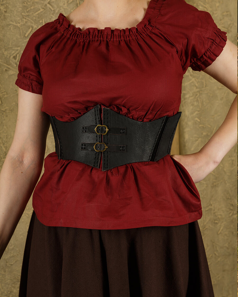 Corsage médiéval en cuir Talia - noir