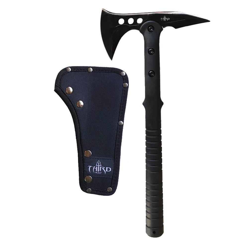 Troisième Hache Tactique en acier 420 noir, 39 cm.