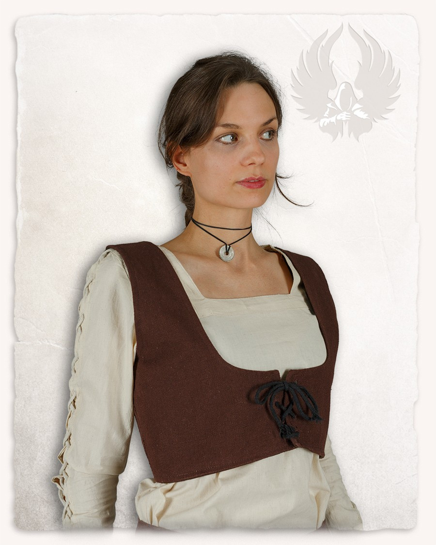 Corsage médiéval en coton marron modèle Annabelle