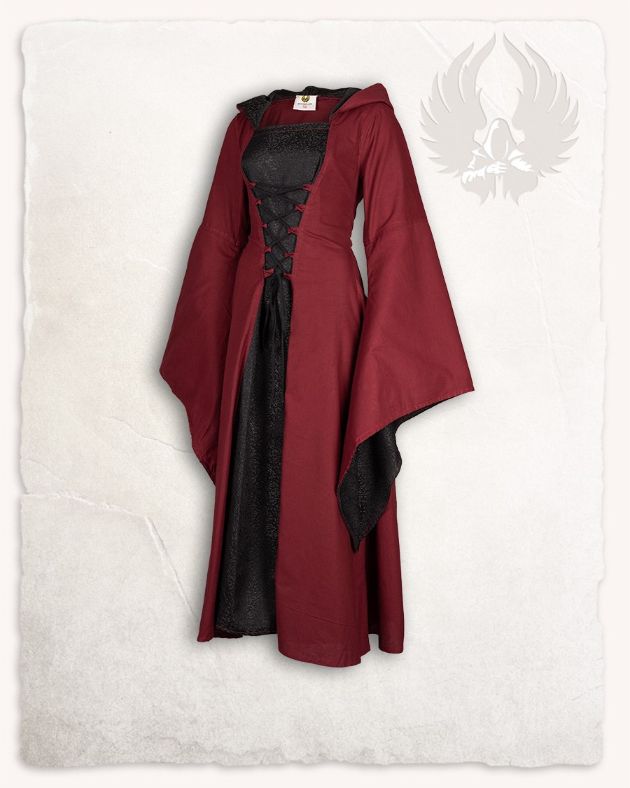 Robe médiévale bordeaux-noir modèle Ophélie